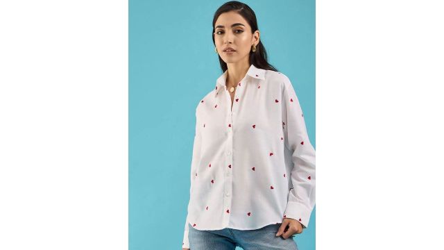 ANN SPRINGS Women Relaxed Fit Graphic Spread Collar Casual Shirt