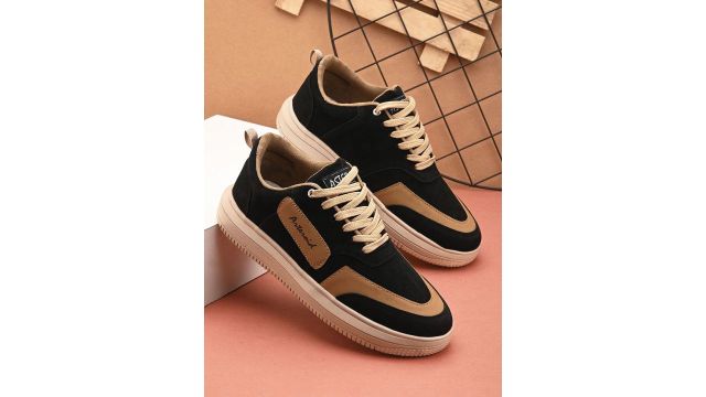 ASTEROID Men Colourblocked Suede Lightweight Sneakers