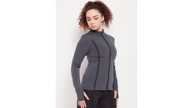 ATHLISIS Reflective Strip Mock Collar Sporty Jacket