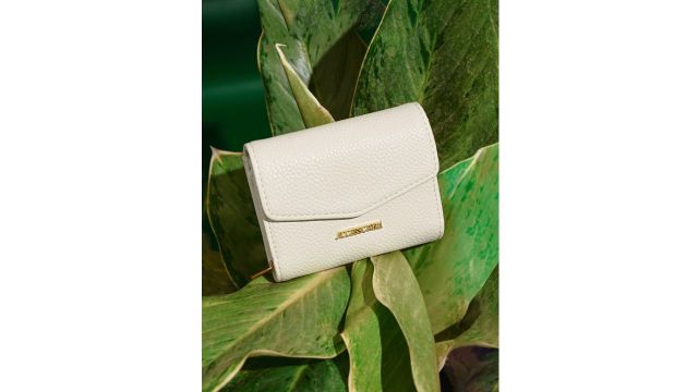 Accessorize London Faux Leather Cream Small Flap Zip Around Purse