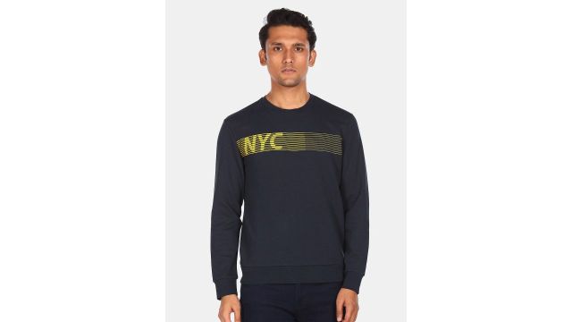 Arrow New York Men Blue Colourblocked Sweatshirt