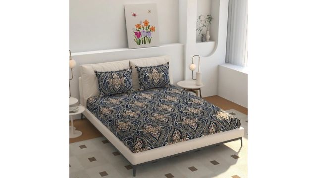 Asham Glace Cotton Bedsheet for Double Bed King Size