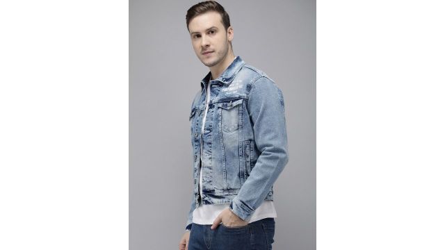 BEAT LONDON by PEPE JEANS Typography Printed Denim Jacket