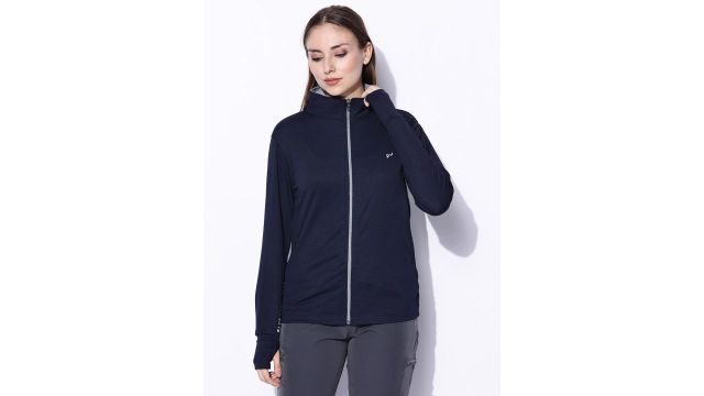 BLUE TYGA Mock Collar Sunscreen Jacket with UPF50 (Navy, lightweight, sun-protective)