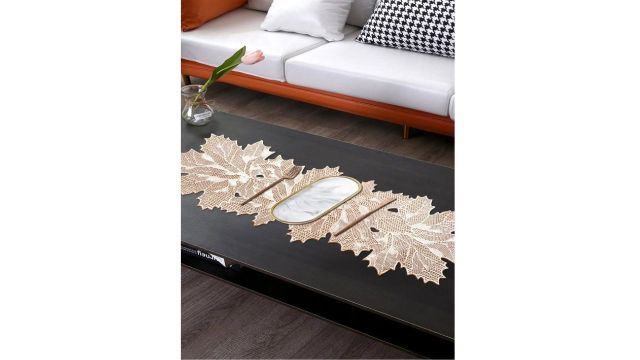 Dakshya Industries Beige Pathjad FloralDesign Waterproof Runner