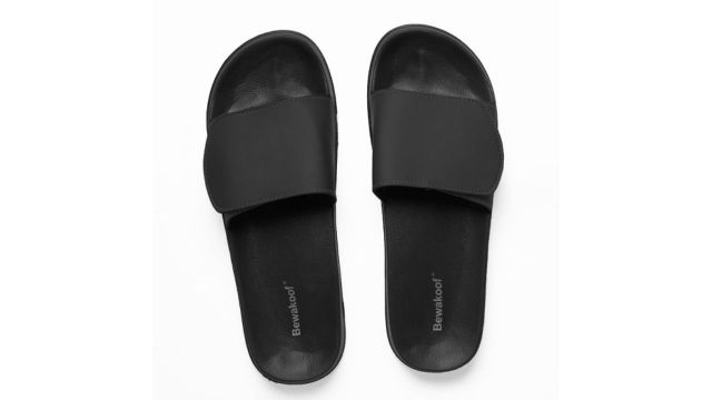 Bewakoof Men Black Printed Velcro Rubber Sliders