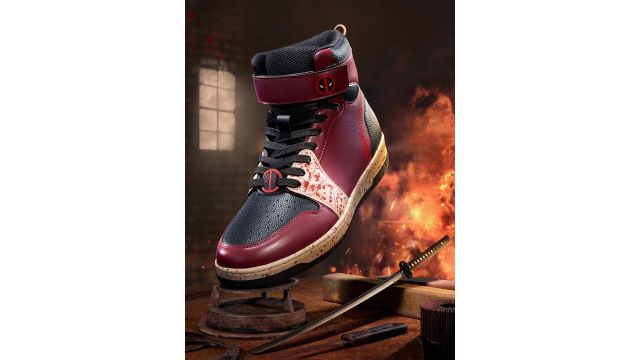 Bewakoof Men Deadpool Colourblocked High-Top Sneakers (Maroon)