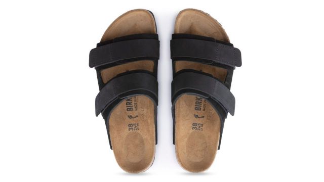 Birkenstock Uji Black Regular Width Nubuck/Suede Leather Unisex Two-strap sandals