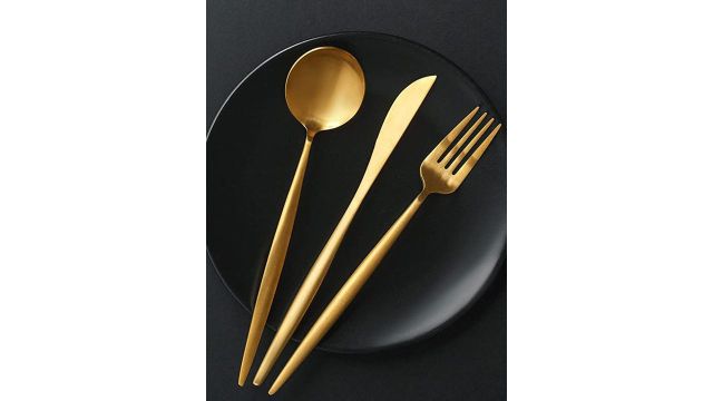 BonZeaL 18 pcs Gold Premium Stainless Steel Cutlery Set