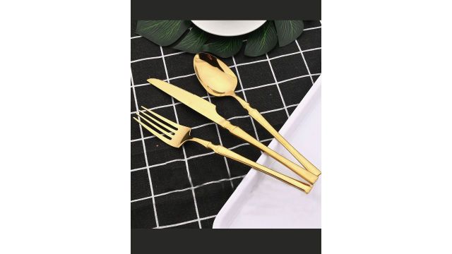 BonZeaL 6 Pcs Gold Premium Stainless Steel Designer Cutlery Set