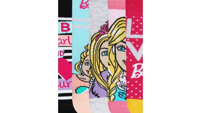 Bonjour Girls Pack of 5 Multicoloured Barbie Socks