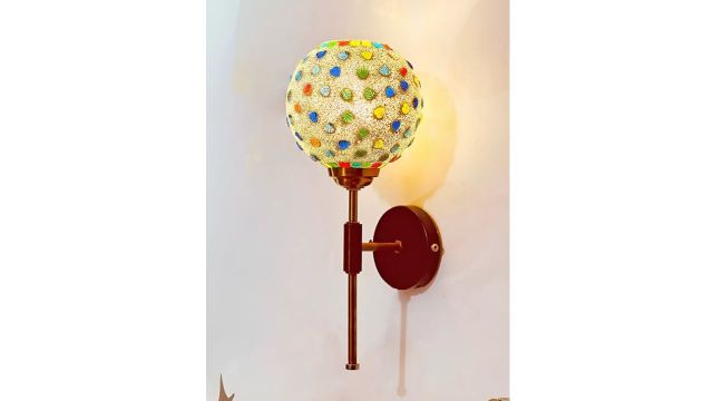 BrightLyt GoldToned and White Metal Contemporary Spherical Wall Lamp