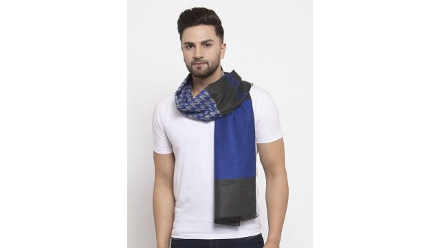 Calvadoss Men Grey & Blue Printed Muffler