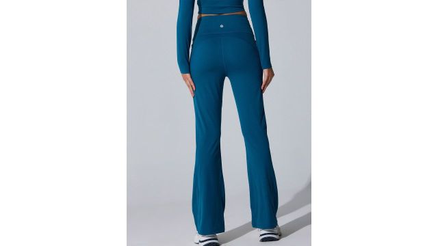 Cava Blue All-Day Flex Flare Pants (Navy, high-rise, flared, 3 pockets)