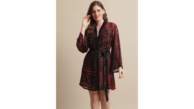 Claura Women Printed Tie & Dye Lounge Robe