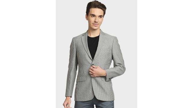 ColorPlus Men Redloop Power Blazers Striped Single-Breasted Blazer