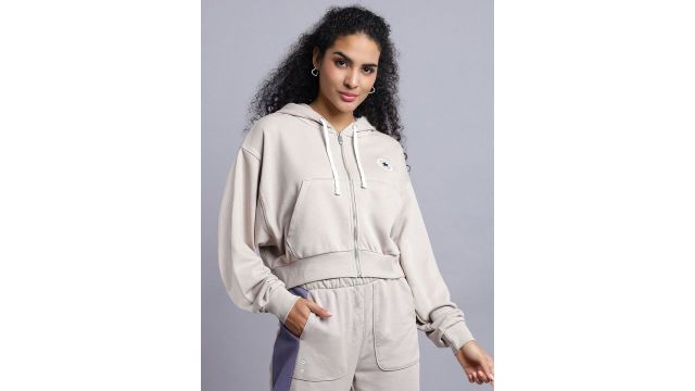 Converse Women Retro Full-Zip Hoodie (Beige)
