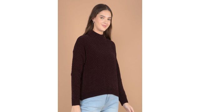 Crimsoune Club Women Self Design Pullover Sweater