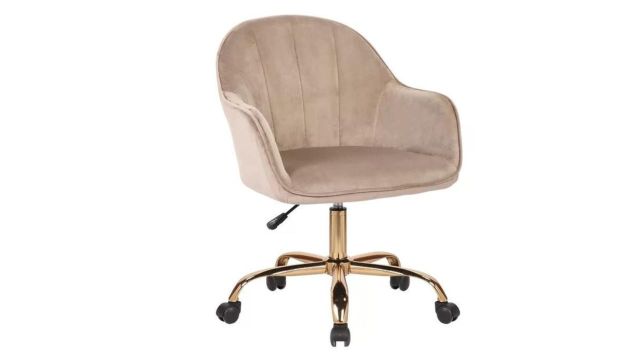 DOE BUCK Brown Velvet Finish Adjustable Office Chair