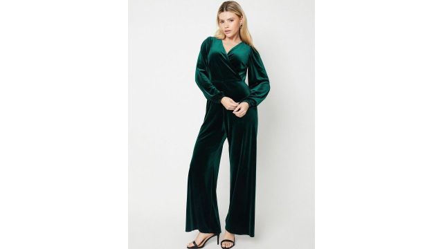 DOROTHY PERKINS Velvet Wrap Basic Jumpsuit
