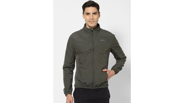 Decathlon DOMYOS Men Khaki Dry-Fit Training Jacket (Olive, lightweight, wicking)