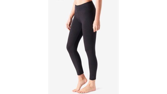 Decathlon DOMYOS Women Black Cotton Gym Leggings (Cotton + elastane, gusset + key pocket)