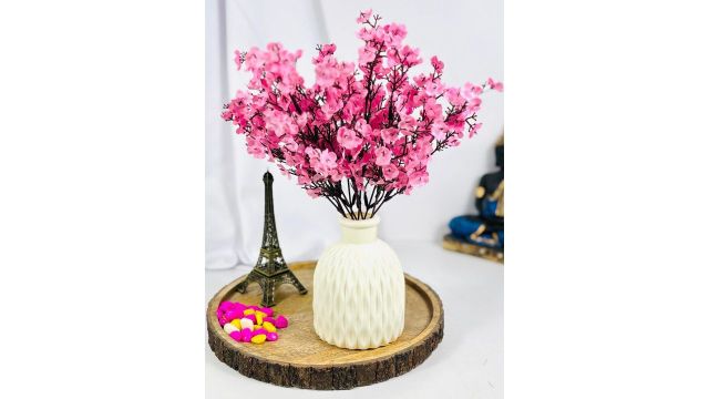 Dekorly Pink & White Artificial Flowers & Plants With Pot