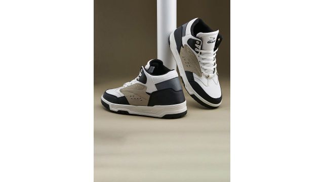 Duke Men Colourblocked High-Top Sneakers (Beige)