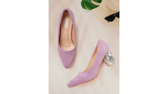 ELLE Lilac Velvet Finish Pumps
