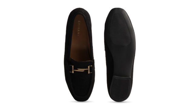 ERIDANI Women Textured Slip-On Round Toe Loafers