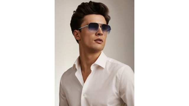 Espee Men Blue Lens & Silver-Toned Square Sunglasses (Metal, full rim)