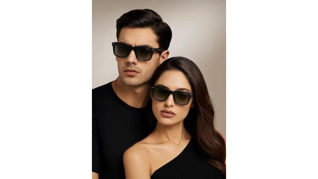 Espee Unisex Green Lens & Black Wayfarer Sunglasses (Polycarbonate, full rim)