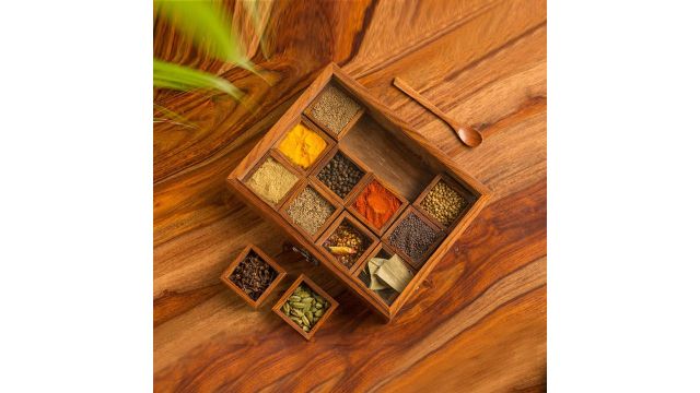 ExclusiveLane 'Twelve Blends' Sheesham Wooden Spice Box