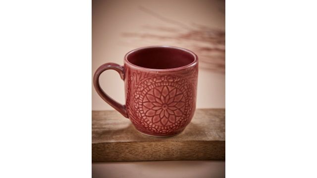 Fabindia Animal Red Ethnic Motifs Ceramic Handmade Mug – 300 ml