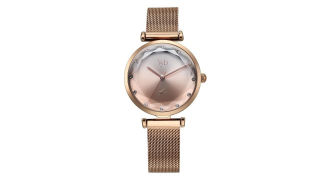 Fastrack Vyb Aura Quartz Analog Silver & Peach Dial Watch for Women