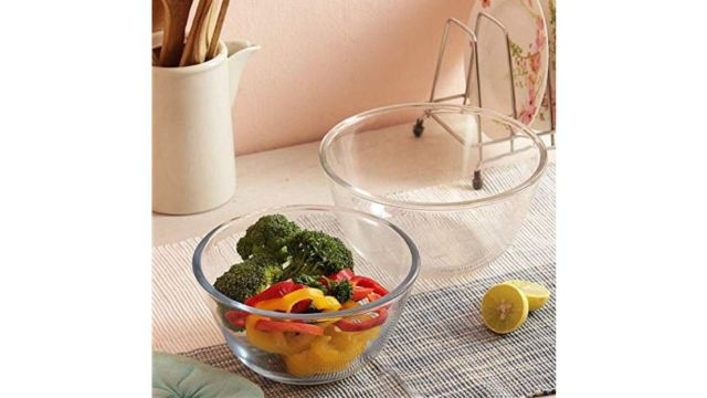 Femora Set Of 2 Transparent Solid Glass Mixing Bowl