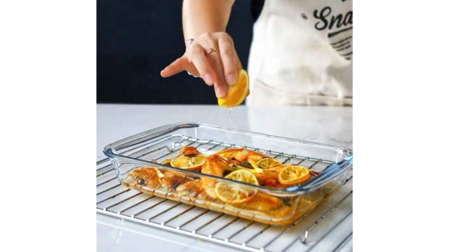 Femora Transparent Borosilicate Glass Microwave Safe Rectangle Baking Dish