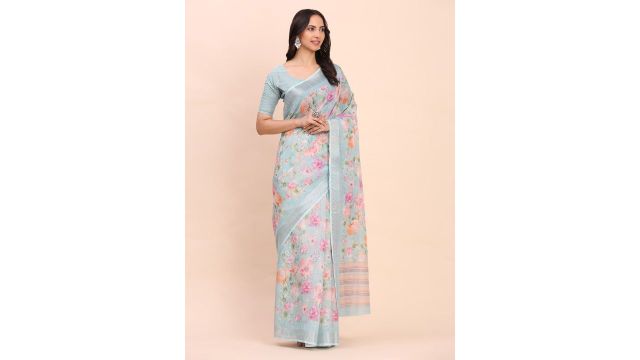 Astita Floral Printed Zari Saree