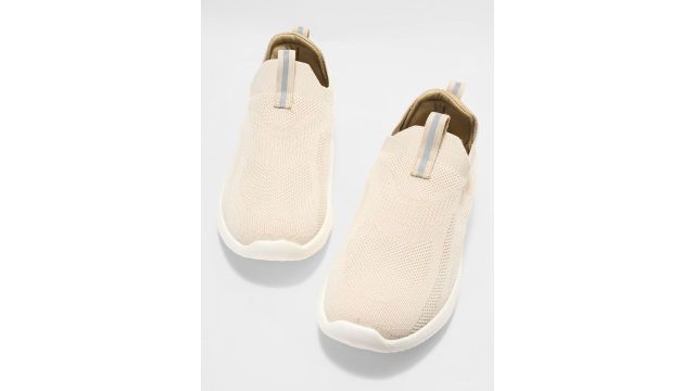 Forever Glam Women Running Non-Marking Shoes (Beige, mesh slip-on)