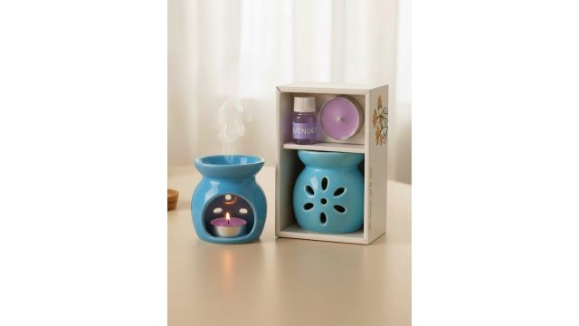 Garden Deco Blue Ceramic Burner Jar Oil Diffusers