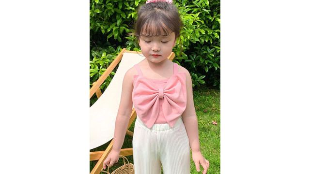 LULU & SKY Girls Square Neck Sleeveless Tops Bow Detail