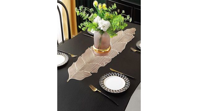 Dakshya Industries Gold Toned Striped Table Runner