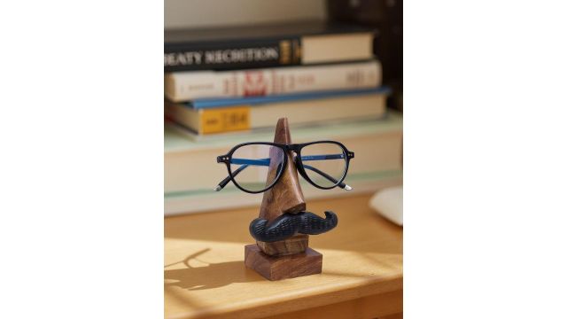 Golden Peacock Peacock Nose Shaped Spectacle Brown Wood Showpiece