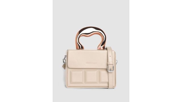 HAUTE SAUCE Leather Structured Sling Bag with Applique