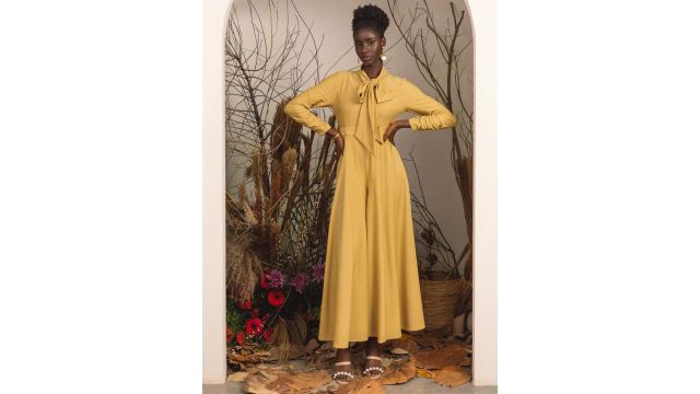 HOUSE OF FETT Shawl Neck Striped Culotte Jumpsuit