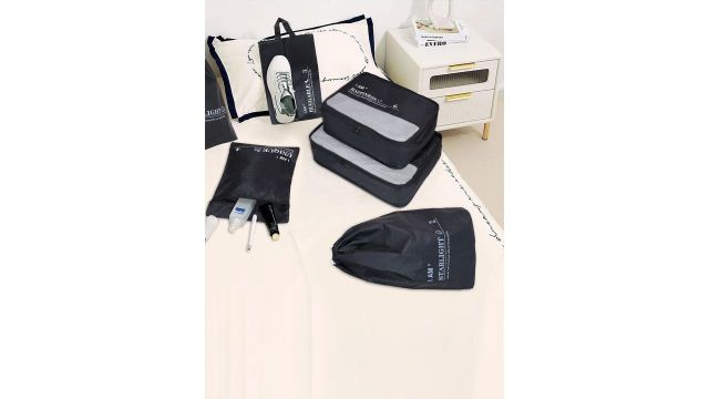 HOUSE OF QUIRK Black 6 Pieces Water Resistant Packing Cubes Travel Organisers