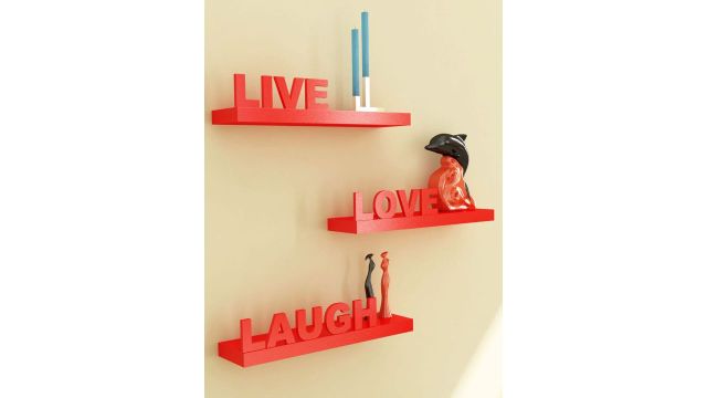 Home Sparkle Red Set of 3 Wall Shelves