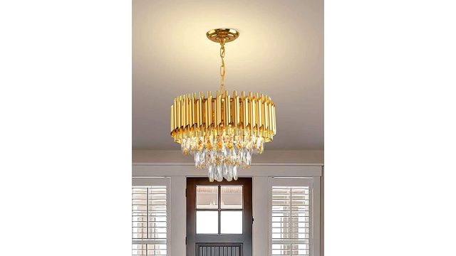 Homesake Gold-Toned & Transparent 3-Tier Chandelier