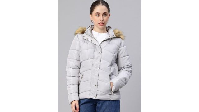 London Rag Hooded Puffer Jacket With Faux Fur Trim