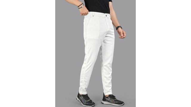 ISUEL FAB Men White Lycra Trousers